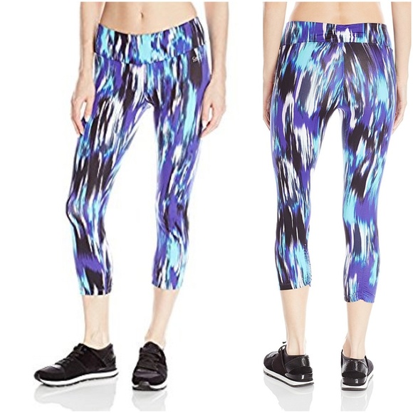 Calvin Klein S NWT Crop Blue Tie Dye Leggings Yoga - Picture 1 of 8